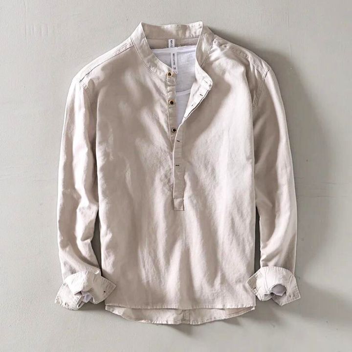 The Alaric | Pure Linen Henley Shirt