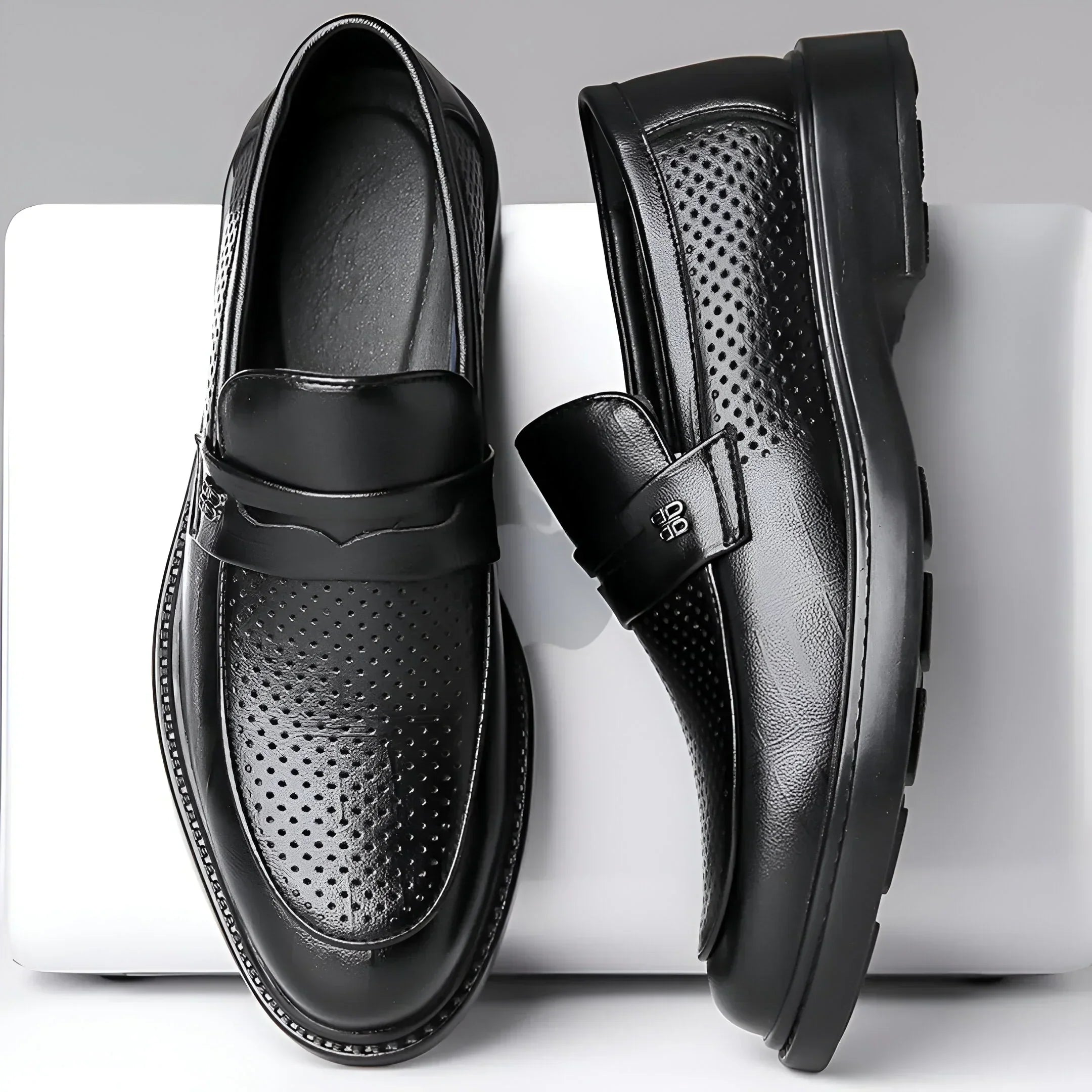 Bravari Perforated Leather Loafers