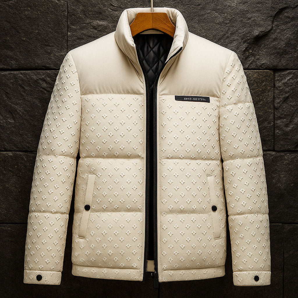 Signature-Embossed Puffer Jacket