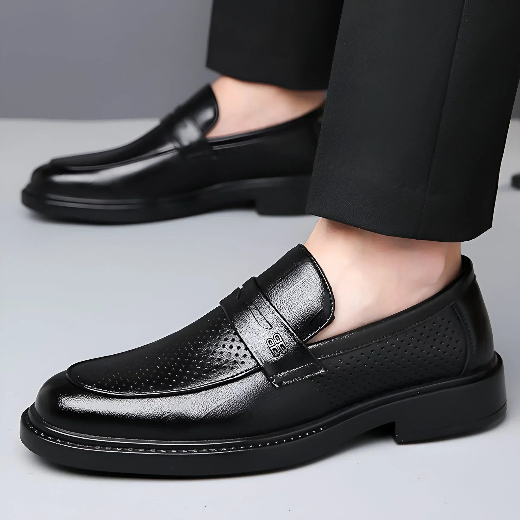 Bravari Perforated Leather Loafers