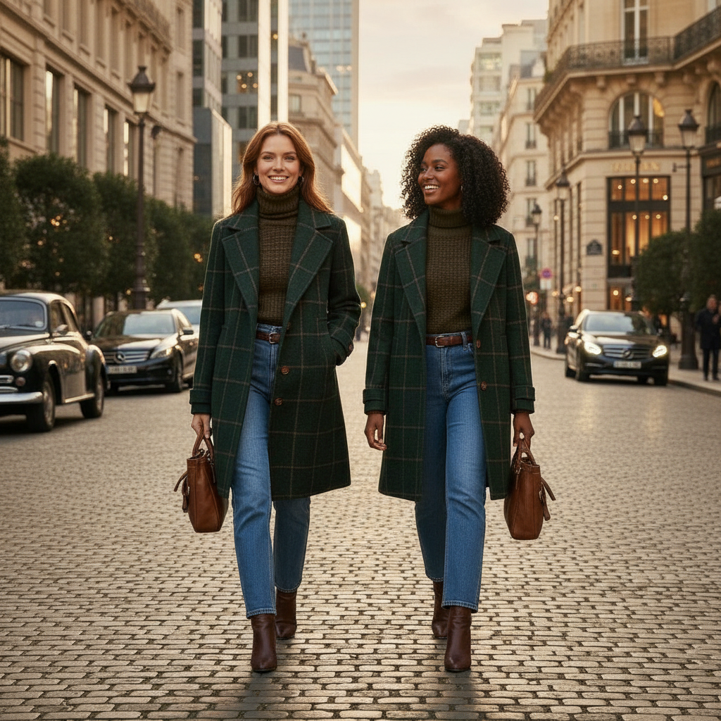 Novazo™ - CLASSIC PLAID WINTER TRENCH COAT