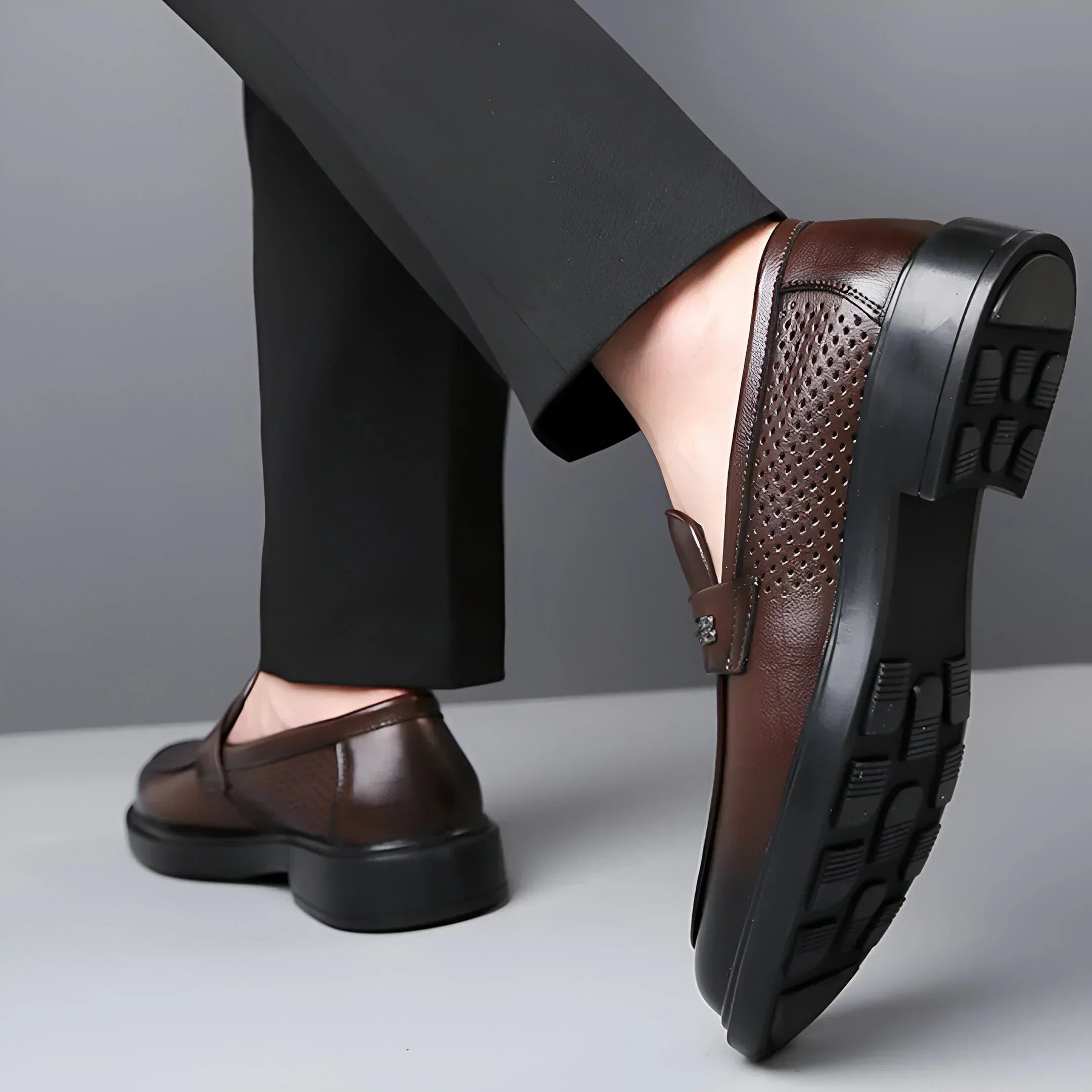 Bravari Perforated Leather Loafers