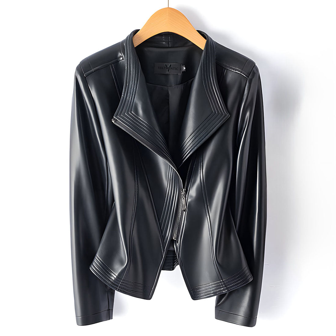 Couture Ribbed-Detail Leather Blazer