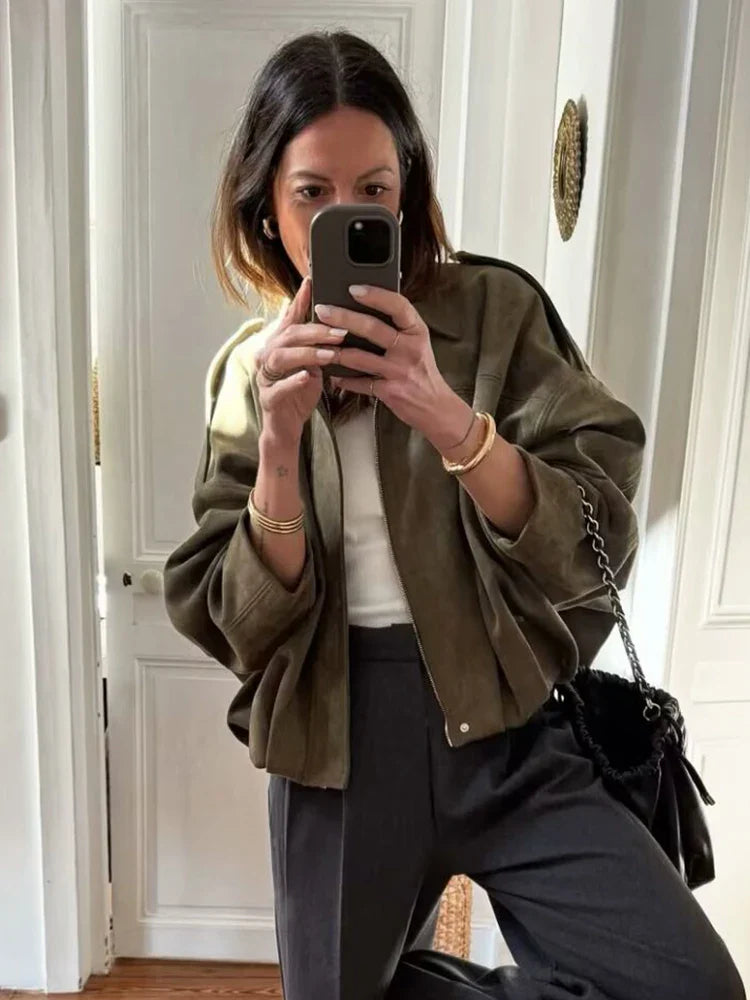 Maribel Soft Suede Bomber