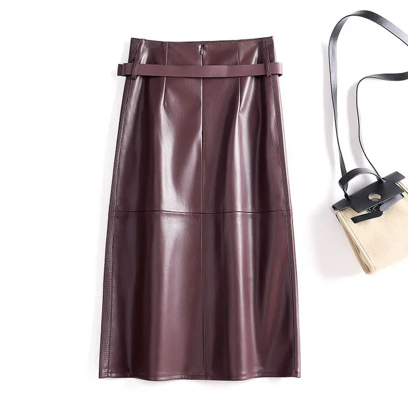 Sienna Buckled Leather Skirt