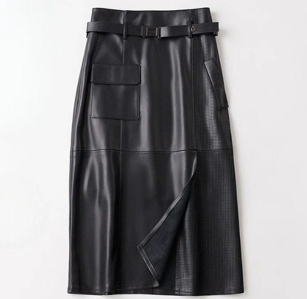 Sienna Buckled Leather Skirt