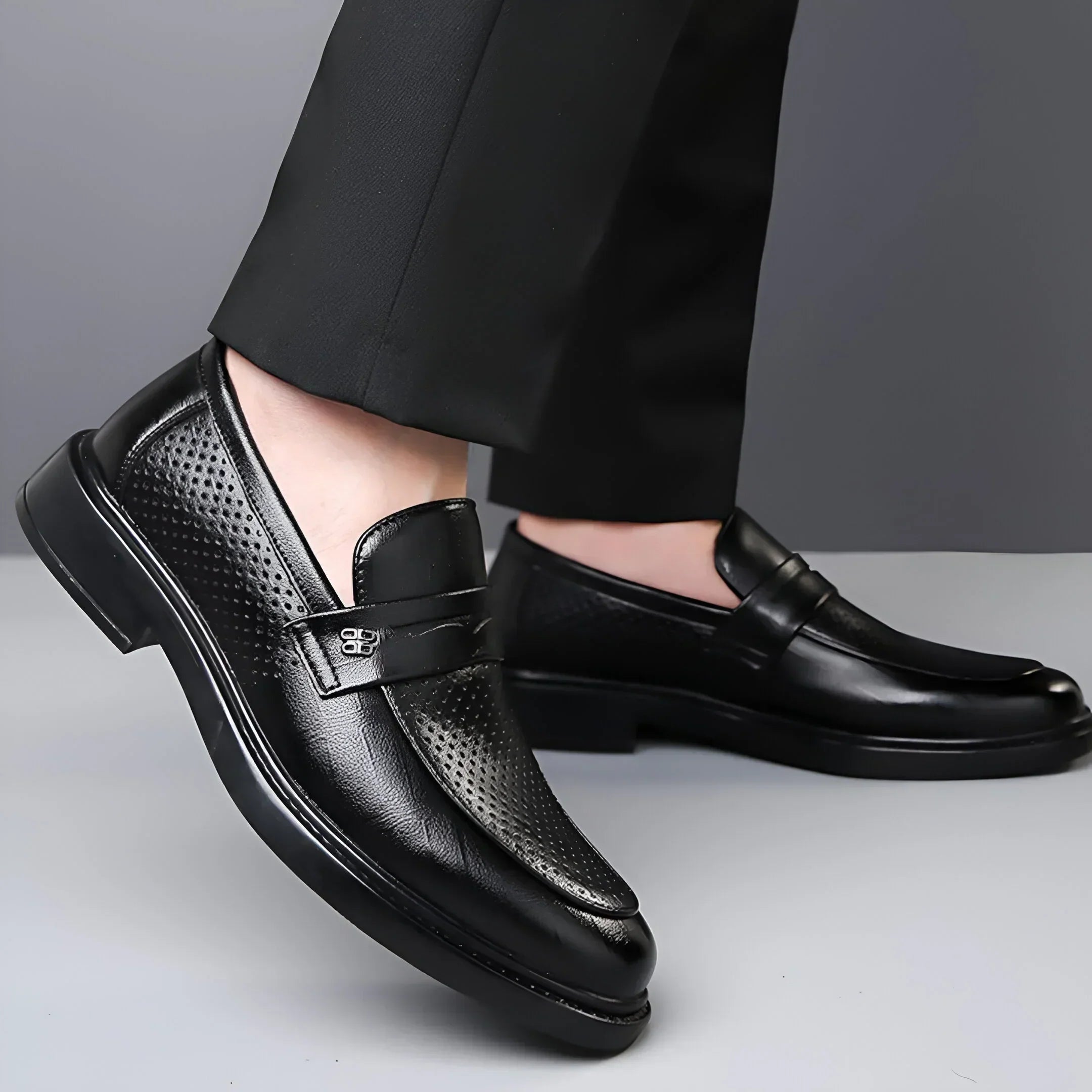 Bravari Perforated Leather Loafers