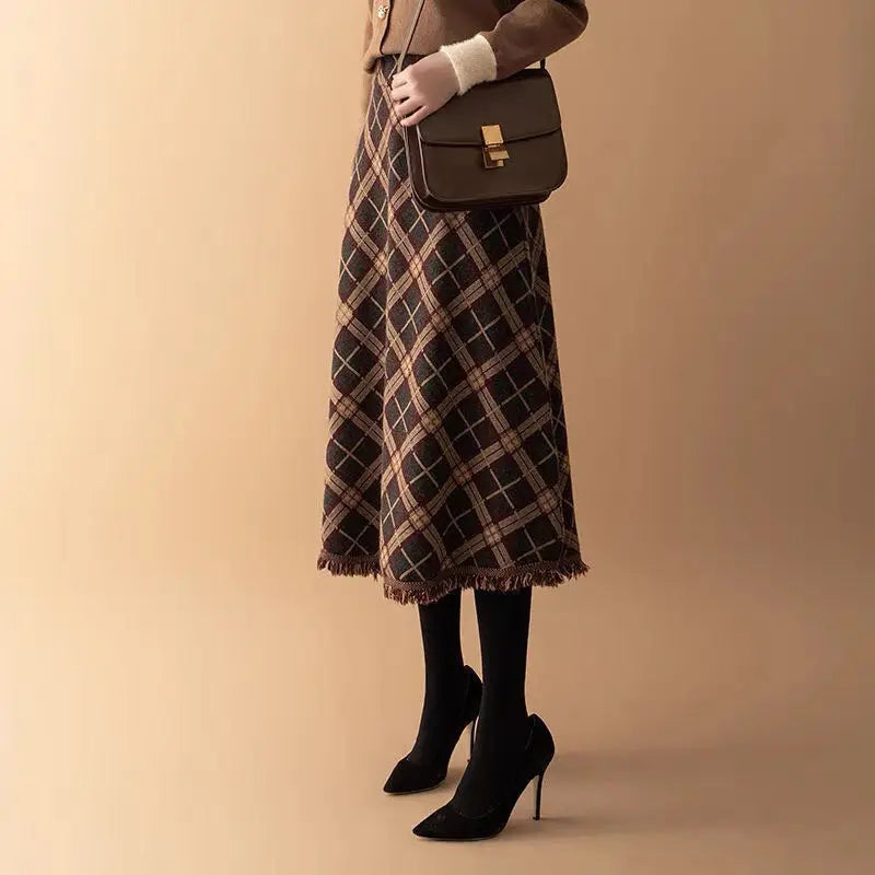 Ravelle Fringed Plaid Midi