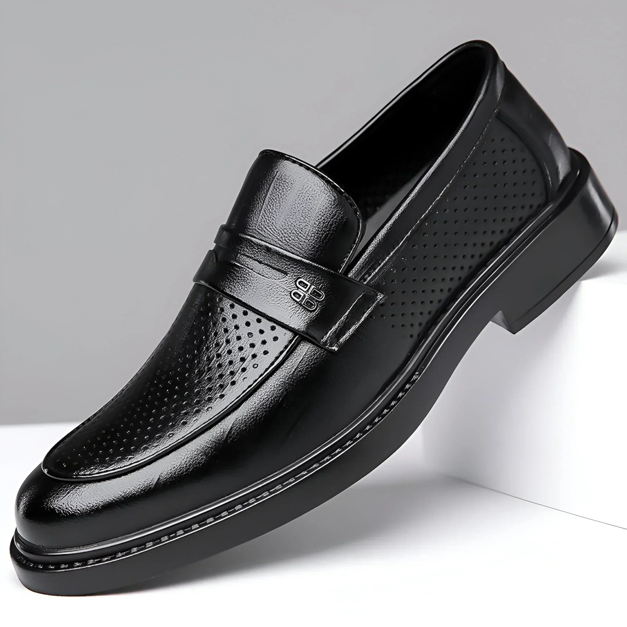 Bravari Perforated Leather Loafers