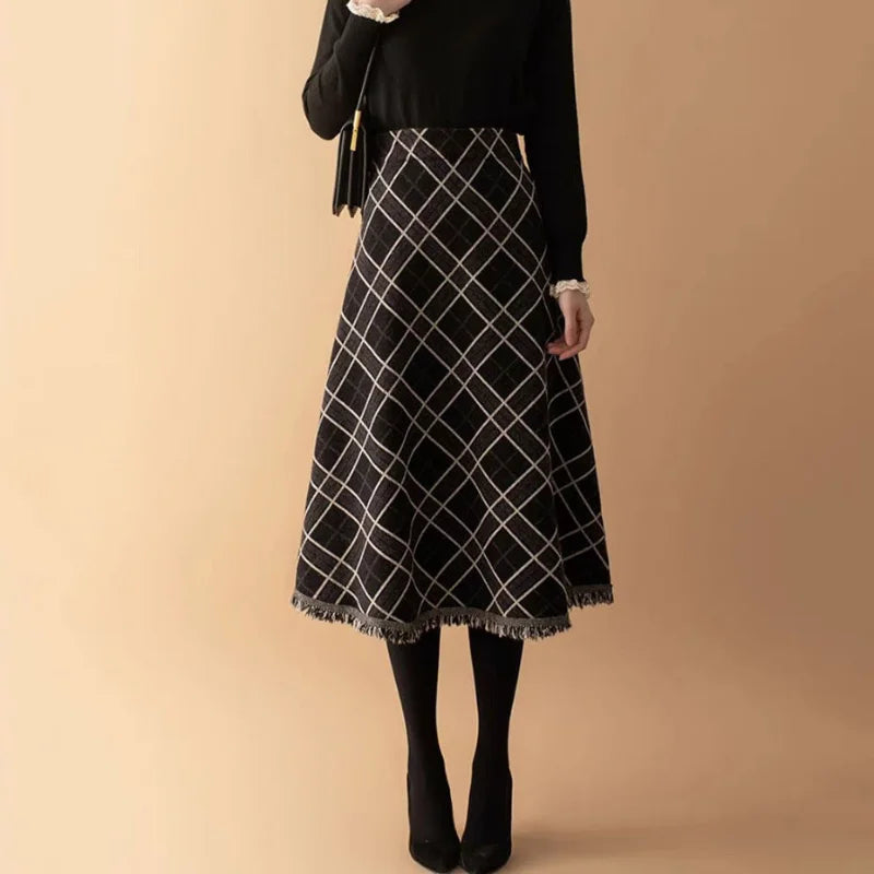 Ravelle Fringed Plaid Midi