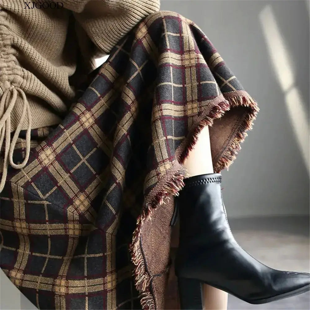 Ravelle Fringed Plaid Midi