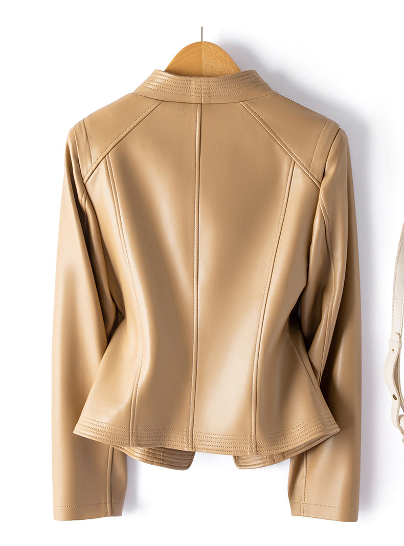 Couture Ribbed-Detail Leather Blazer