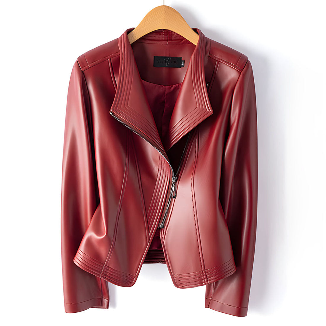 Couture Ribbed-Detail Leather Blazer