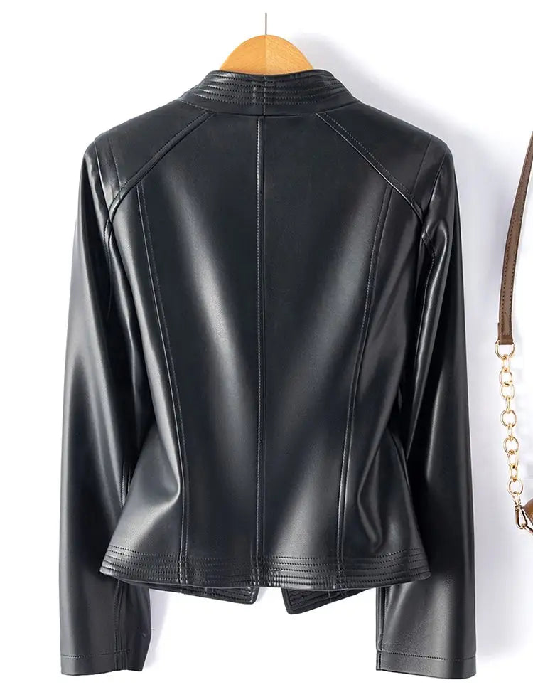 Couture Ribbed-Detail Leather Blazer