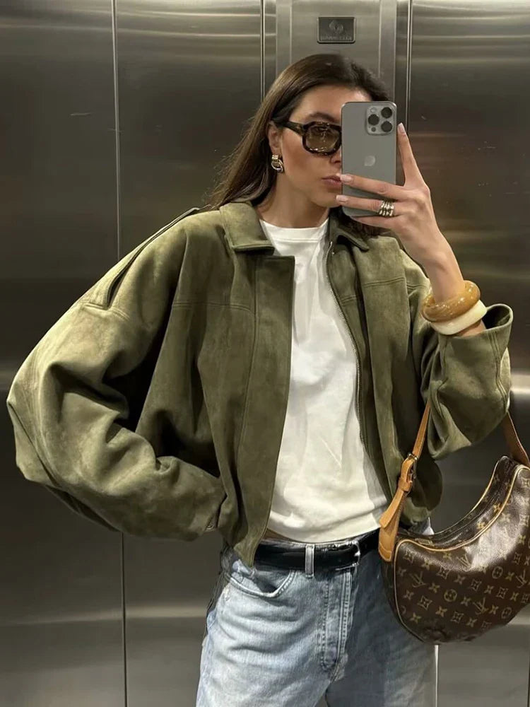 Maribel Soft Suede Bomber