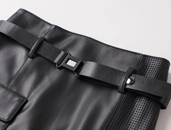 Sienna Buckled Leather Skirt